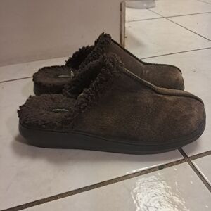 Vtg Y2K Retro Xhilaration Slippers Clogs Women's 8 Brown Suede Faux Fur Granola